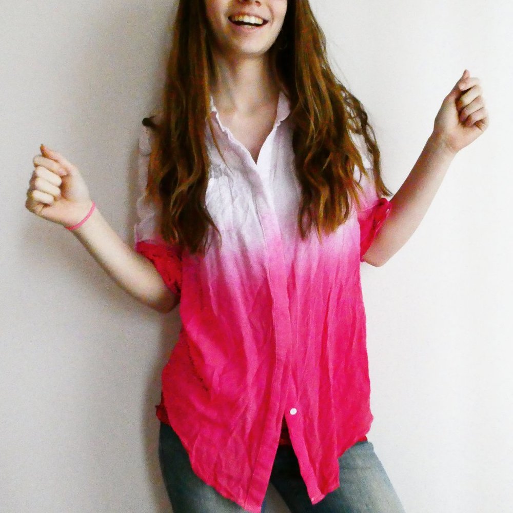 Xtaren Ombre Button-up Blouse in EUC